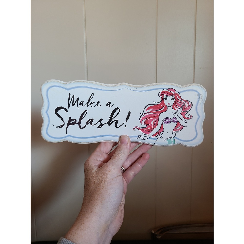 Disney The Little Mermaid Ariel Make a Splash Wooden Wall Plaque Sign 12x4.5